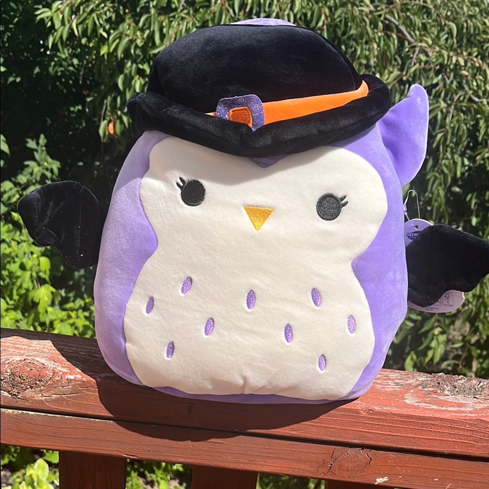 Squishmallow Purple and Black Owl Plush/ Bag